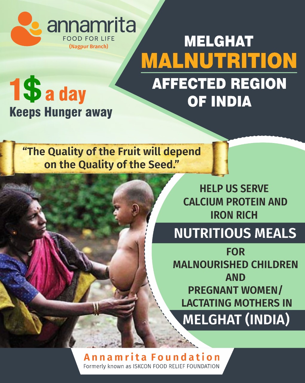 Aditya Khune supporting Help Annamrita Foundation to Fight Malnutrition among Tribals in Melghat, India